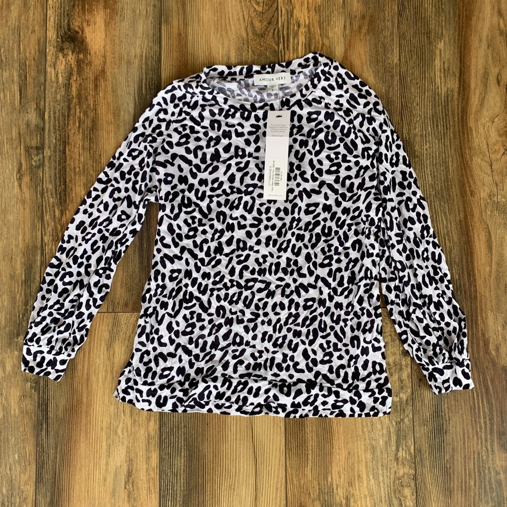 NWT a more vert long sleeve leopard print shirt.